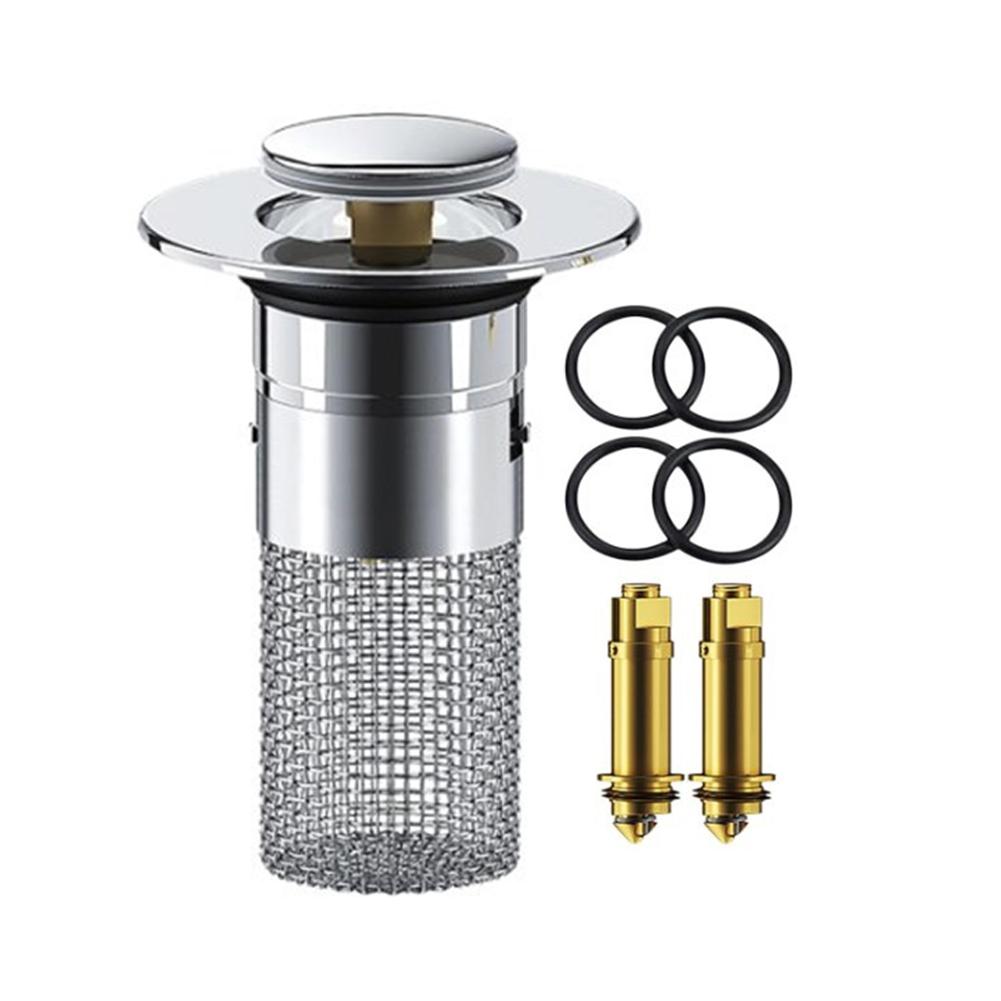 Pop Up Bathroom Sink Drain Strainer Hair Catcher Stainless Steel Sink Drain Strainer Brass Core for Bathroom Kitchen Basin Sink