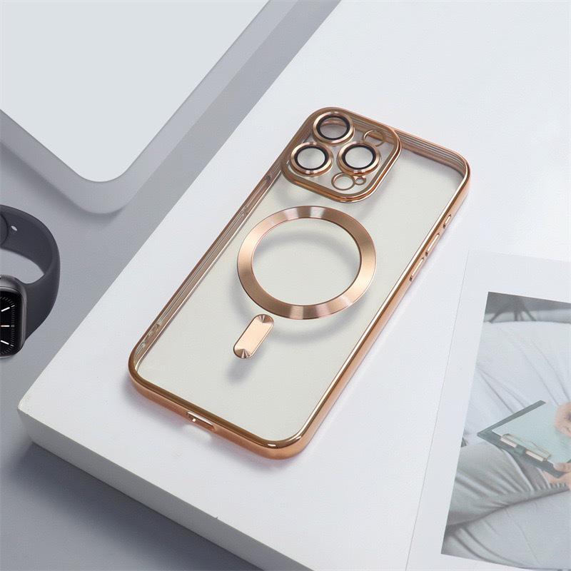 Гальванизированный Магнитный Чехол со Встроенной Пленкой на Линзу для iPhone 17 Pro Max