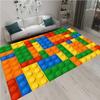 Colorful Geometric Building Blocks Toy Entrance Door Mat Washable Non-Slip Living Room Sofa Chairs Area Mat Kitchen Welcome