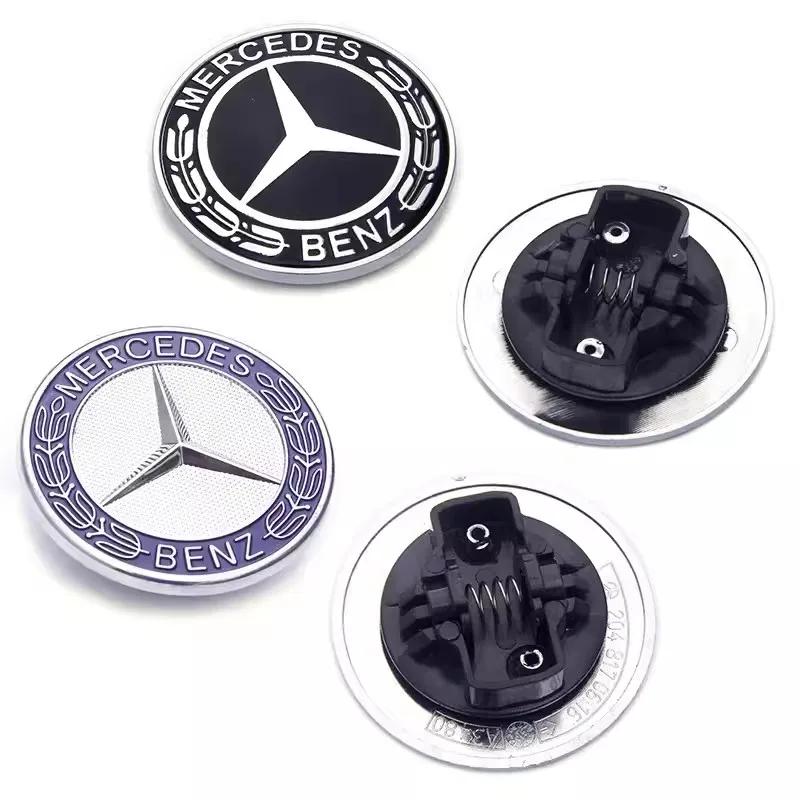 EZB2 Hot 2025 Car Engine Logo Metal Flat Hood Emblem Front Badge Accessories For Mercedes Benz AMG W204 W205 W203 W211 W212 W213 W201