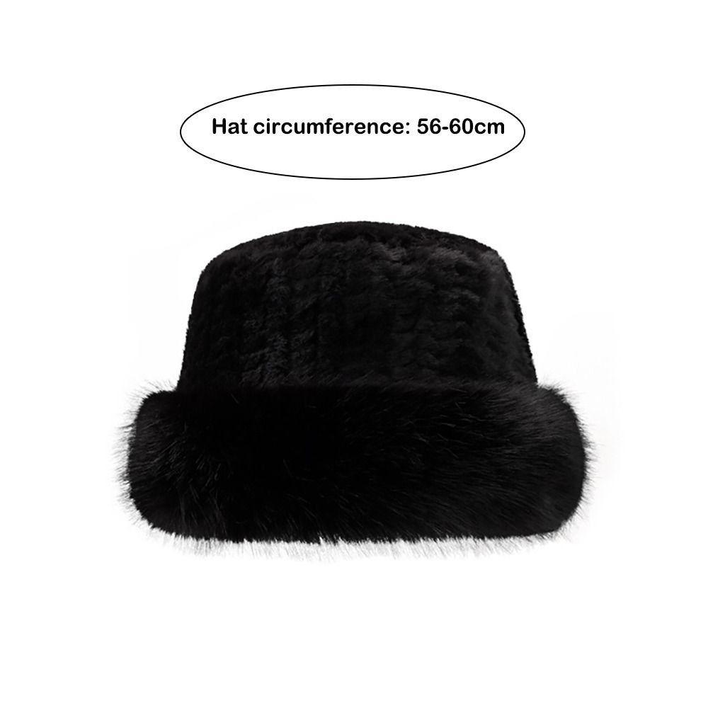 Faux Fur Faux Fur Bucket Hat Thick Fleece Inner Face Slimming Basin Hat Outdoor Cold Proof