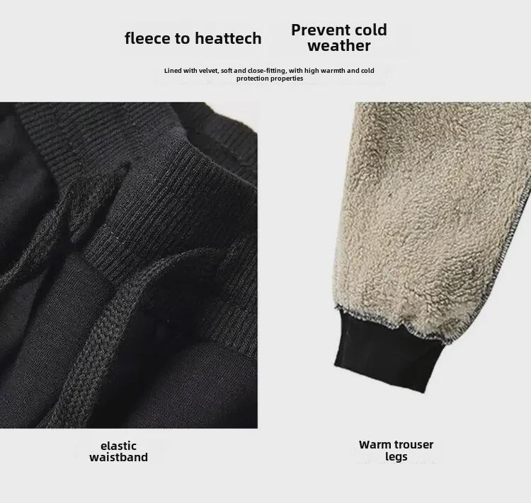 Men's Lamb Fleece Sweater Set: Winter Loose-Fit, Plus-Size Hooded Cardigan Jacket with Pants.