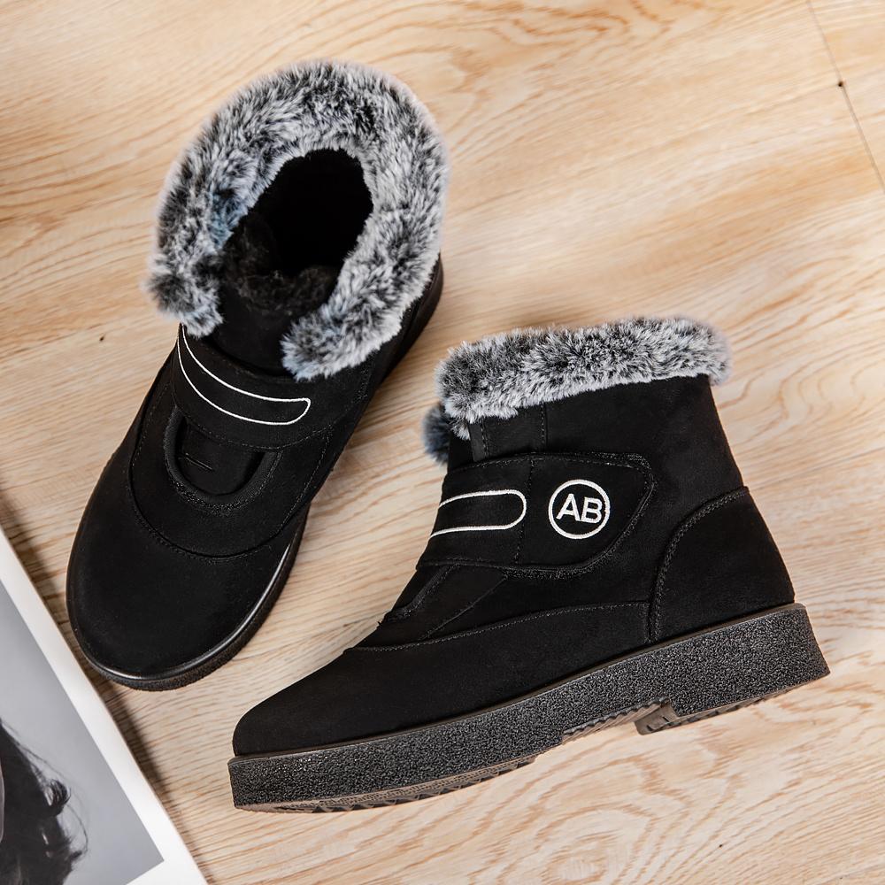 Женская зимняя теплая обувь, нескользящие ботинки на платформе для снега для женщин, замшевые ботильоны, женские ботинки больших размеров, теплые, толстые, плюшевые, хлопковые
