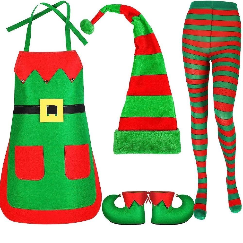 Christmas Dress Up Christmas Elf Dress Set Green Elf Family Matching Outfits  Christmas