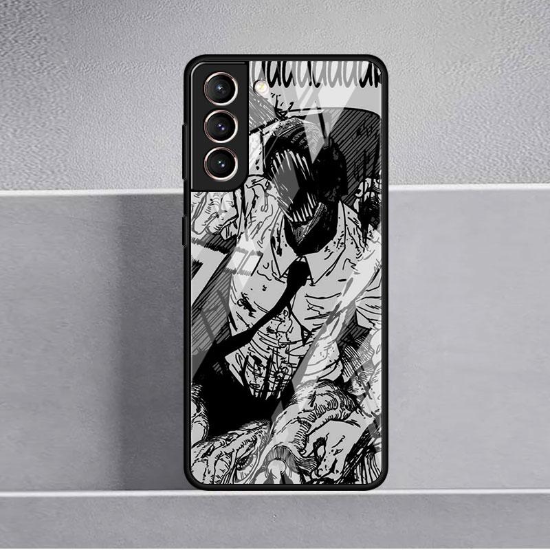 Крутой стеклянный чехол Chainsaw Man для Samsung Galaxy S22 S20 FE S21 Plus Чехол для телефона S10 5G S9 Note 20 Ultra 10 Lite