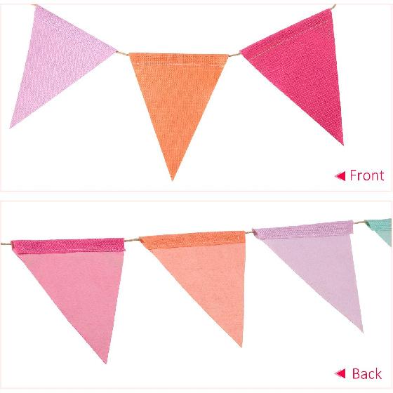 Hestya 24 Pieces 15.7 Feet Colorful Pennant Flags Banner Imitated Burlap Bunting Banner Pastel Fabric Triangle Flag for Classroom Carnival Birthday