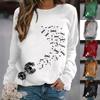 Printing Sweater Round Neck Pullover Top Casual Long-sleeved Women's T-shirt