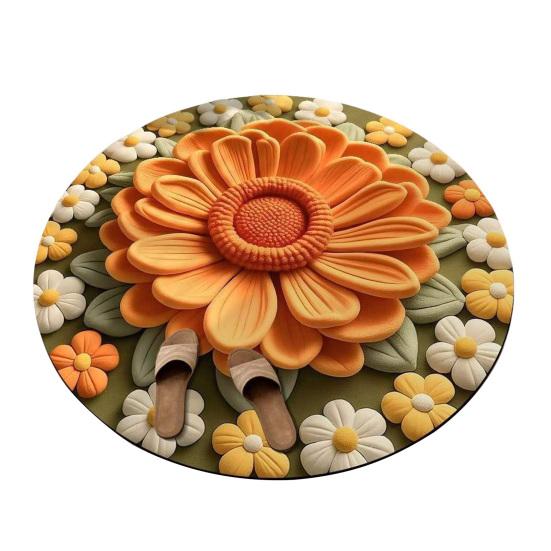 Цветочный Плюшевый Диатомовый Земляной Коврик для Пола 3D Визуальный Цветочный Узор Диатомовая Грязь Коврики для Пола Нескользящий Впитывающий Коврик для Ванной для Спальни Кухни Прихожей