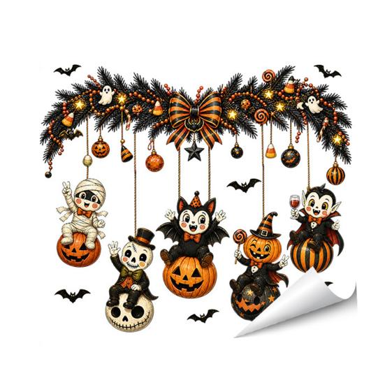 Indoor Outdoor Decorative Clings Halloween Window Clings, PVC Waterproof Static Decals, Removable Festive Wall Stickers