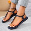 2025 Summer New Beach Flip-Toe Flats Women's Shoes Large Size Women's Shoes Flat Roman Sandals Plus Size 43