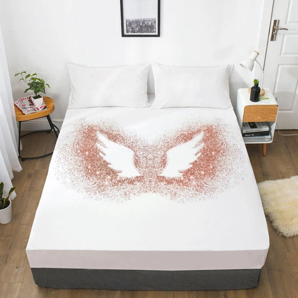 Mattress Cover Fitted Sheets With Elastic Band Bedsheet Bed Sheet Linens 160X200/200X220CM Size 3D Printed Pink Geometry