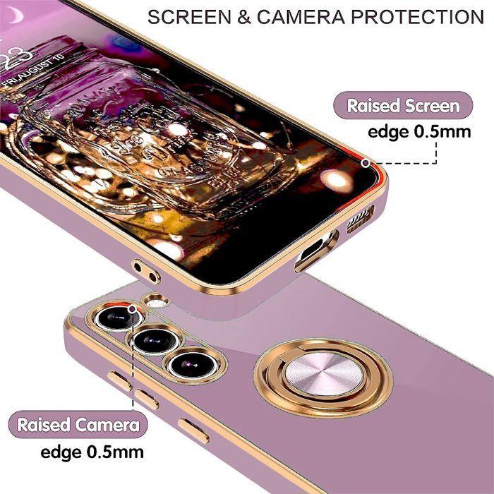 Coque pour Samsung Galaxy A57 5G, Protection Silicone Souple avec Anneau Rotatif - Violet
