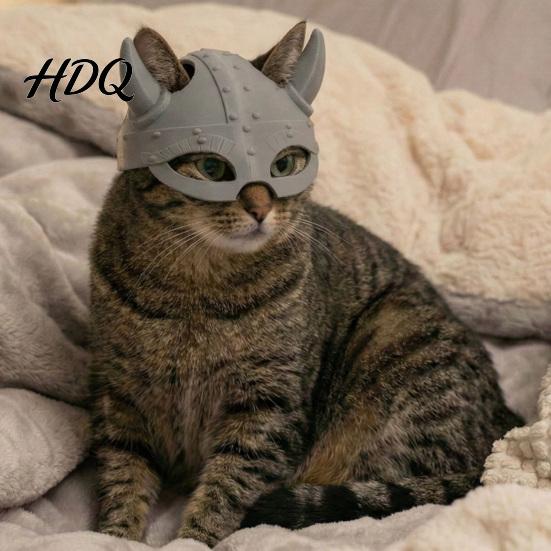 Soft Cat Face Protector 3D Printed Masque Funny Viking Pet Guard for Cats Shield Masquerade Cosplay Costume Halloween Party Accessories