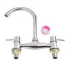 Modern Double Lever Chrome Kitchen Sink Hot and Cold Mixing Faucet 2-hole Deck