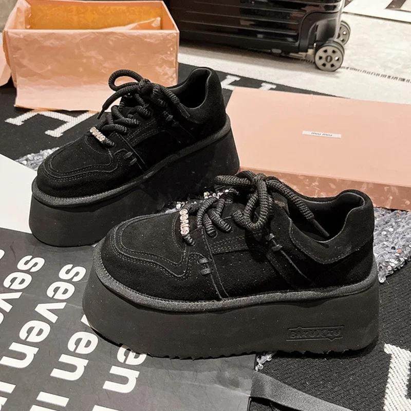 Женские кроссовки на платформе, повседневные ботильоны на плоской подошве, женская модная спортивная обувь 2024 года, зимние новые туфли-лоферы, Mujer Zapatillas