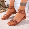 Fashion New Designer Women's Sandals Gladiator Flat Shoes Ladies Elegant Casual Summer Rivet Footwear for Girl Outdoor Sandals