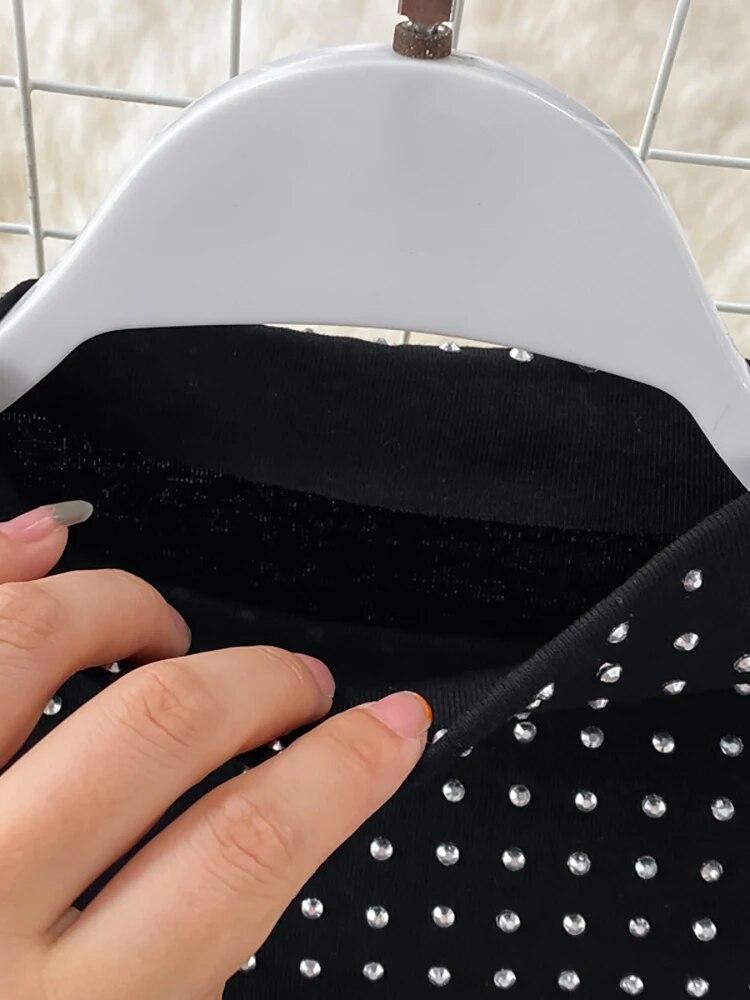 Сексуальные черные бриллианты, комплект из 2 предметов, женские вечерние короткие топы без рукавов + юбка с высокой талией, женские костюмы из двух предметов, клубная мода 2021