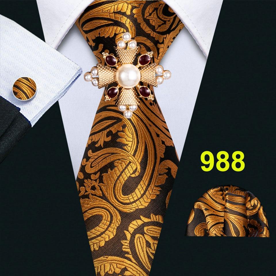 Barry.Wang солидный набор галстук с брошью и запонками,для мужчин