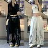 Ретро Y2K Женские Широкие Спортивные Штаны Повседневные Уличные Багги Джоггеры Штаны-Джоггеры Модный Принт Дизайн с Буквами Универсальные