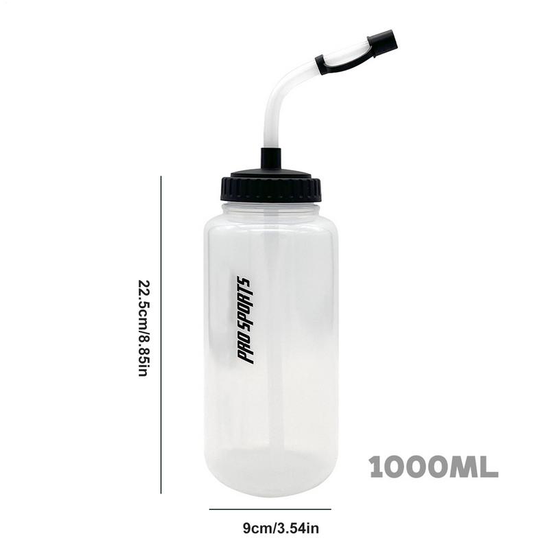 Хоккейная бутылка для воды с длинной соломинкой 1000 мл Хоккейная бутылка для воды Многоразовая Длинная соломинка и Сжимаемая бутылка для питья для велоспорта
