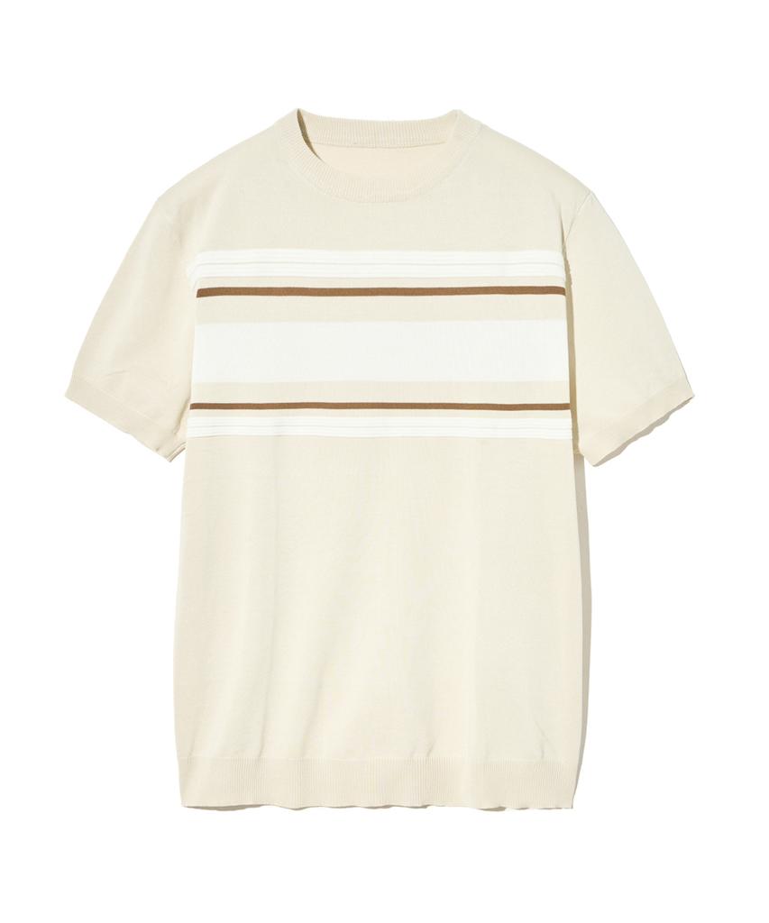 IRONYPORNO WHITELINE 86-Iroj048 Color Mix Round Short Sleeve Knit 4 Colors