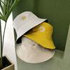 Embroidery Magritte Doublesided Bucket Cap Stylish Sun Protection Hat Fisherman