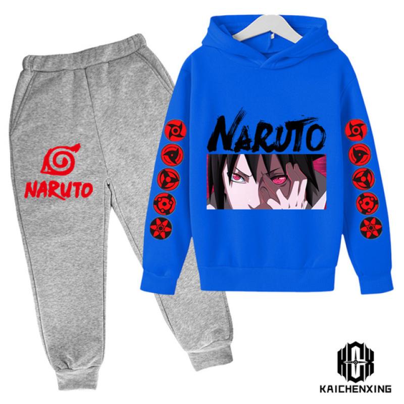 Спортивный костюм «Наруто» в стиле аниме, детские толстовки с капюшоном, комплект одежды для мальчиков, одежда для маленьких девочек, повседневные свитера с капюшоном «Какаши» + брюки, 2 шт.
