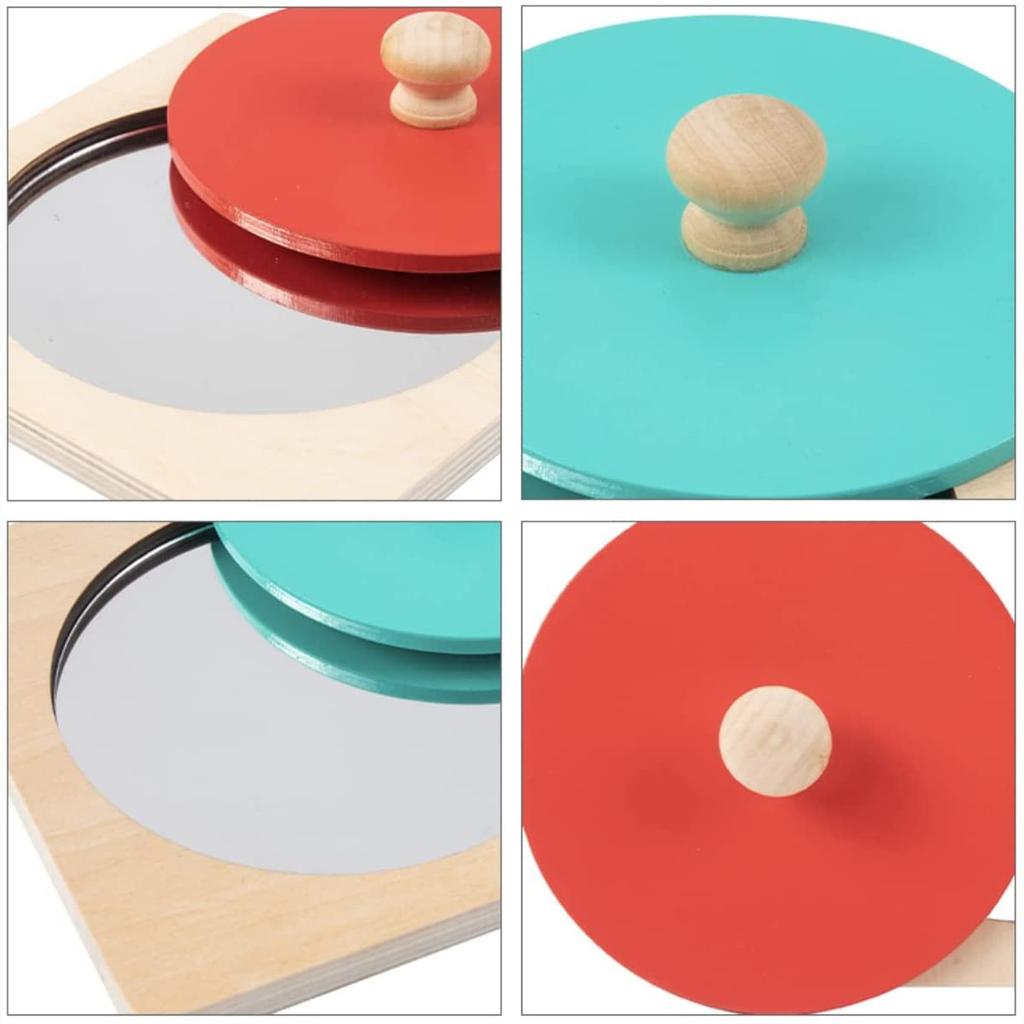 Напольное зеркало для животика, игрушки Монтессори для малышей 0-12 месяцев, сенсорное развитие новорожденного малыша, деревянная головоломка с ручкой пикабу, лучшая идея подарка