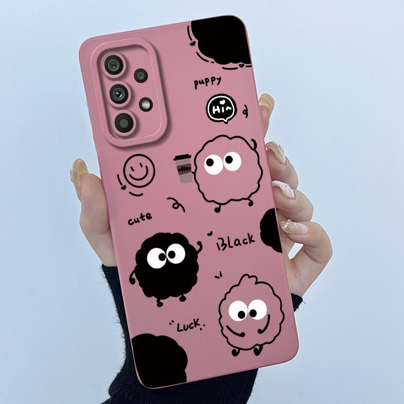 Shockproof Matte Case For Samsung Galaxy A32 A52 A52S A72 M52 5G Lovely Cartoon Liquid Silicone Camera Protective Bumper Cover