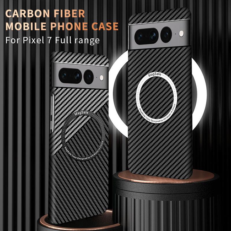 Carbon Fiber Phone Case For Google Pixel 7 8 Pro 7A Magsafe Magnetic Wireless Charging Shockproof Hard Back Cover For Pixel 8Pro