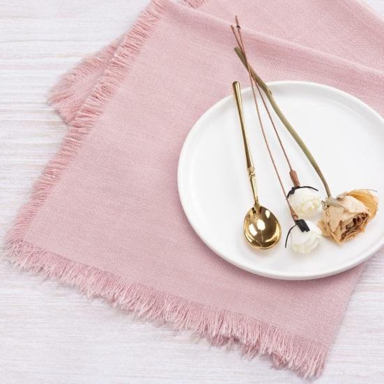 Boho Linen Napkin 18 Inch Washable Fringed Fabric Napkin Rustic Farmhouse Napkin for Dining Table Home Wedding Bridal