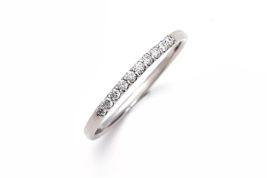 LEGAN Half Eternity Size 8 10 Pt900 Natural Diamond Engagement Wedding Made In Japan Ring, Platinum, [0.1ct / Stones], Ring, Ring, Diamond, Women's,