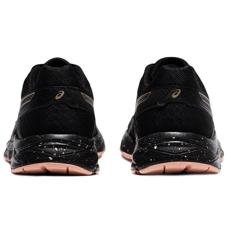 Asics Gel-Contend 4 Дышащая Модная Ткань Синтетическая Кожа Низкий Верх Повседневные Кроссовки для Бега Женские кроссовки Черный Золотой Розовый T8D9Q-011