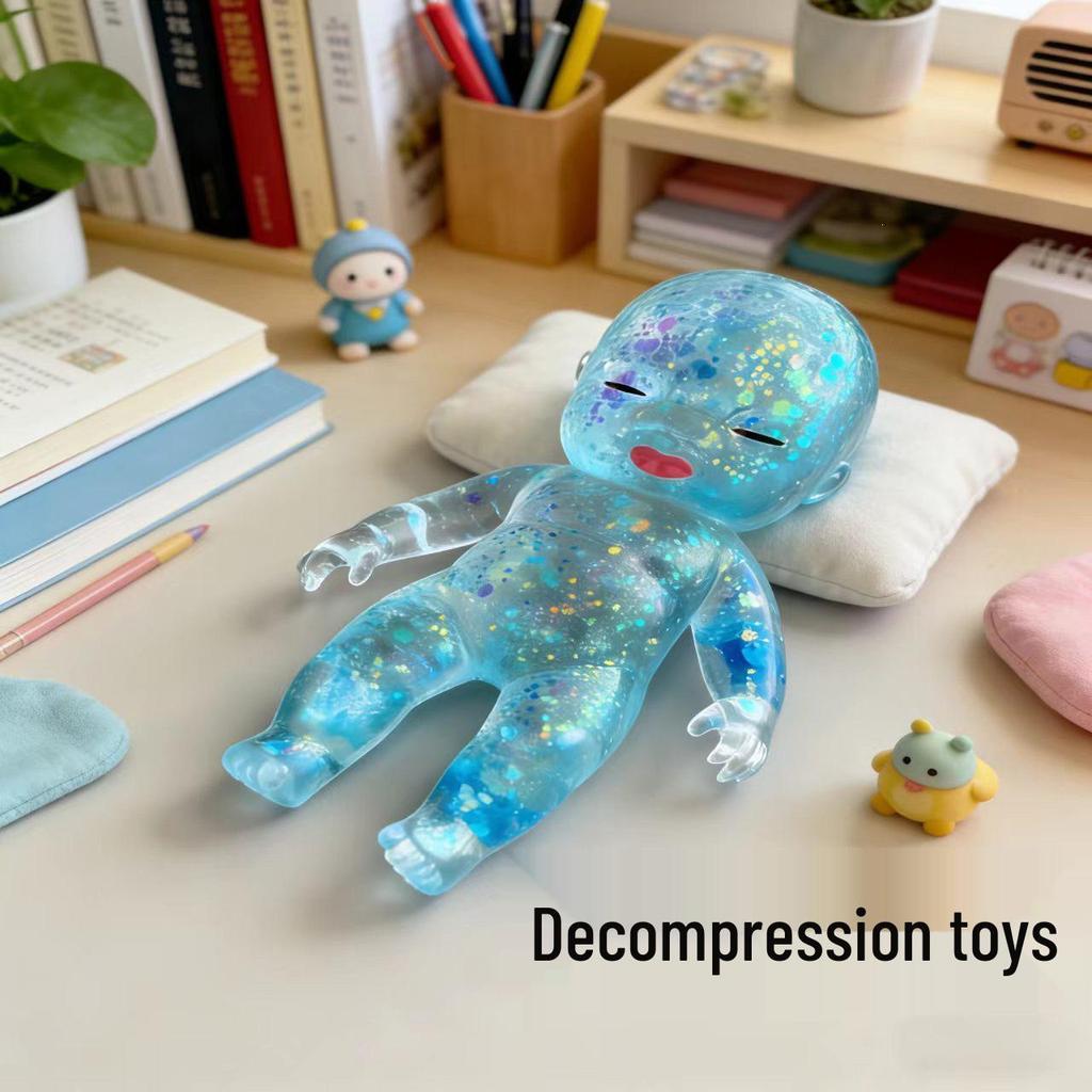 Pearlescent Sleepy Doll Squeeze Toy: Transparent Jelly Baby, Slow Rebound, Stress Relief, Edible, Popular Online