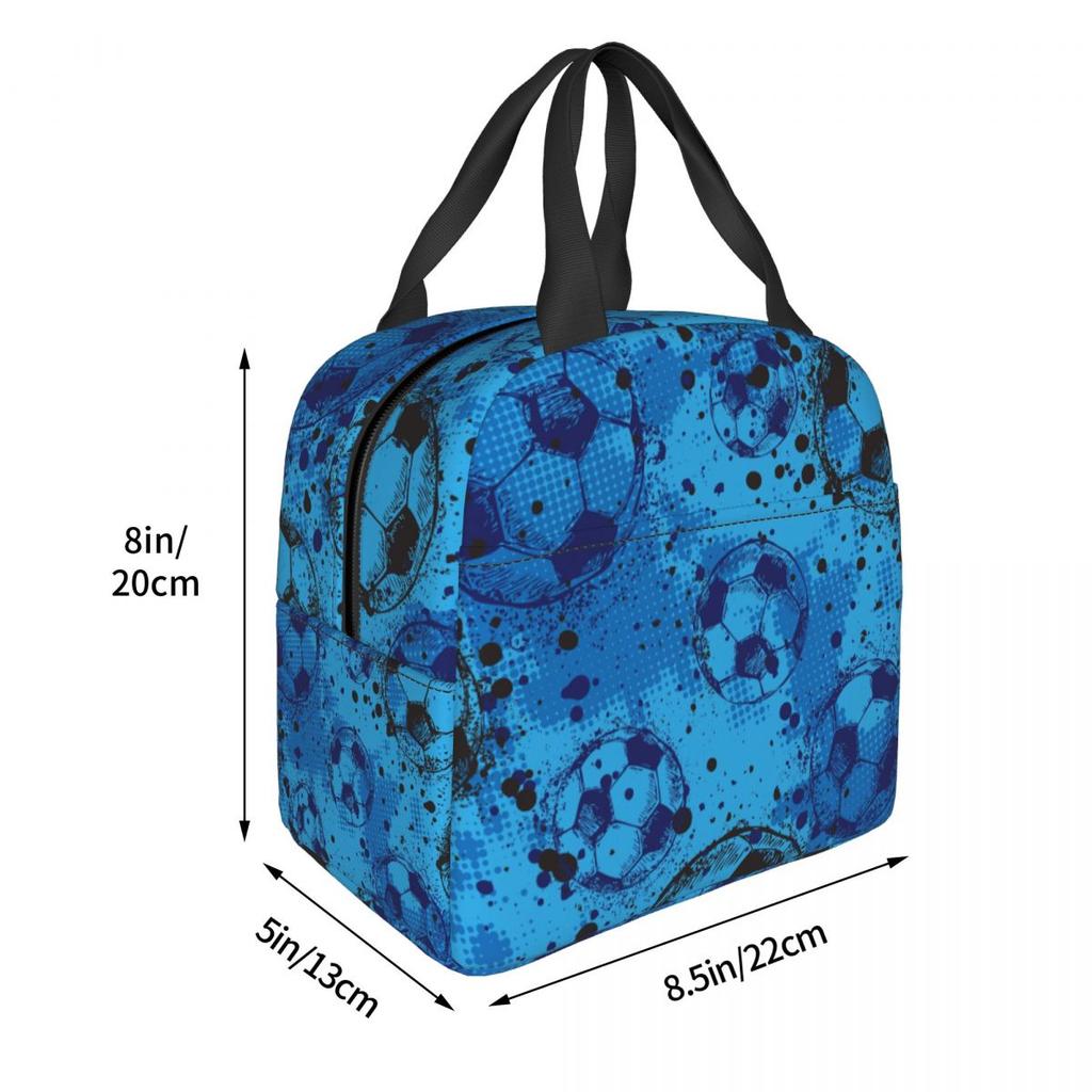Cartoon Soccer Ball Football Insulated Lunch Bags Large Meal Container Thermal Bag Lunch Box Tote College Travel Food Handbags