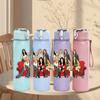 1PC Elegant Fashion Lady Team 750ml Color Plastic Sports Water Bottle Leakproof Flip Straw Lid Suitable for Sports Office Home Use