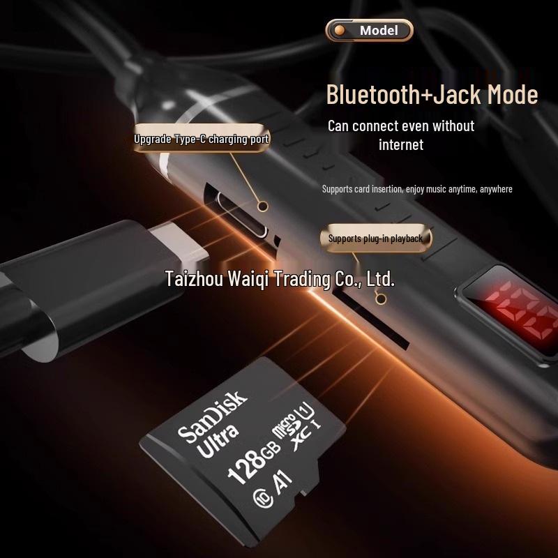 Спортивные беспроводные Bluetooth-наушники с шейным ободком, цифровым дисплеем и стереозвуком большой емкости
