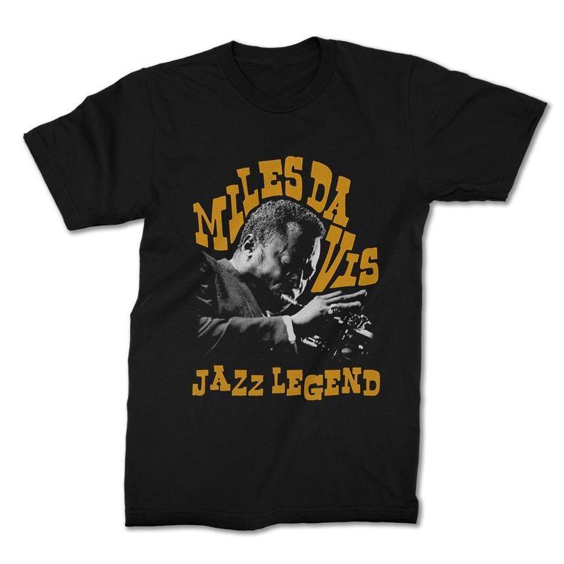 Miles Davis Jazz Legend Reprinted Black Unisex Cotton TShirt S23XL Unisex T-Shirt