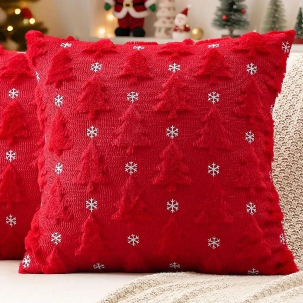 Plush Throw Cushion Case Soft Snowman Pillow Cover Holiday Pillowcase Santa Pillow Cover Sofa