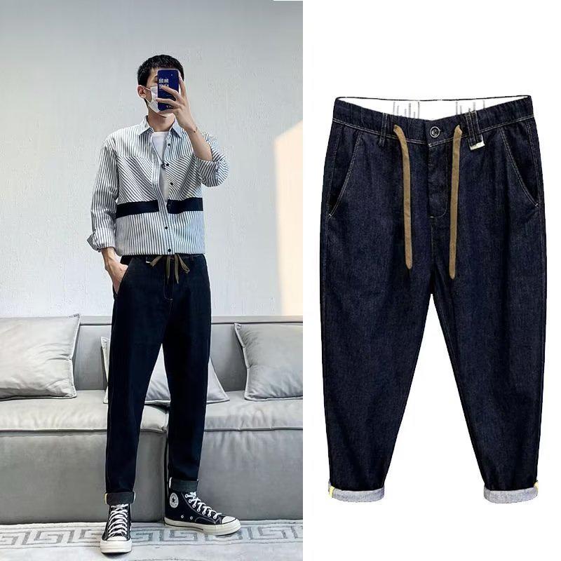 Мужские модные облегающие джинсы прямого кроя на весну и осень