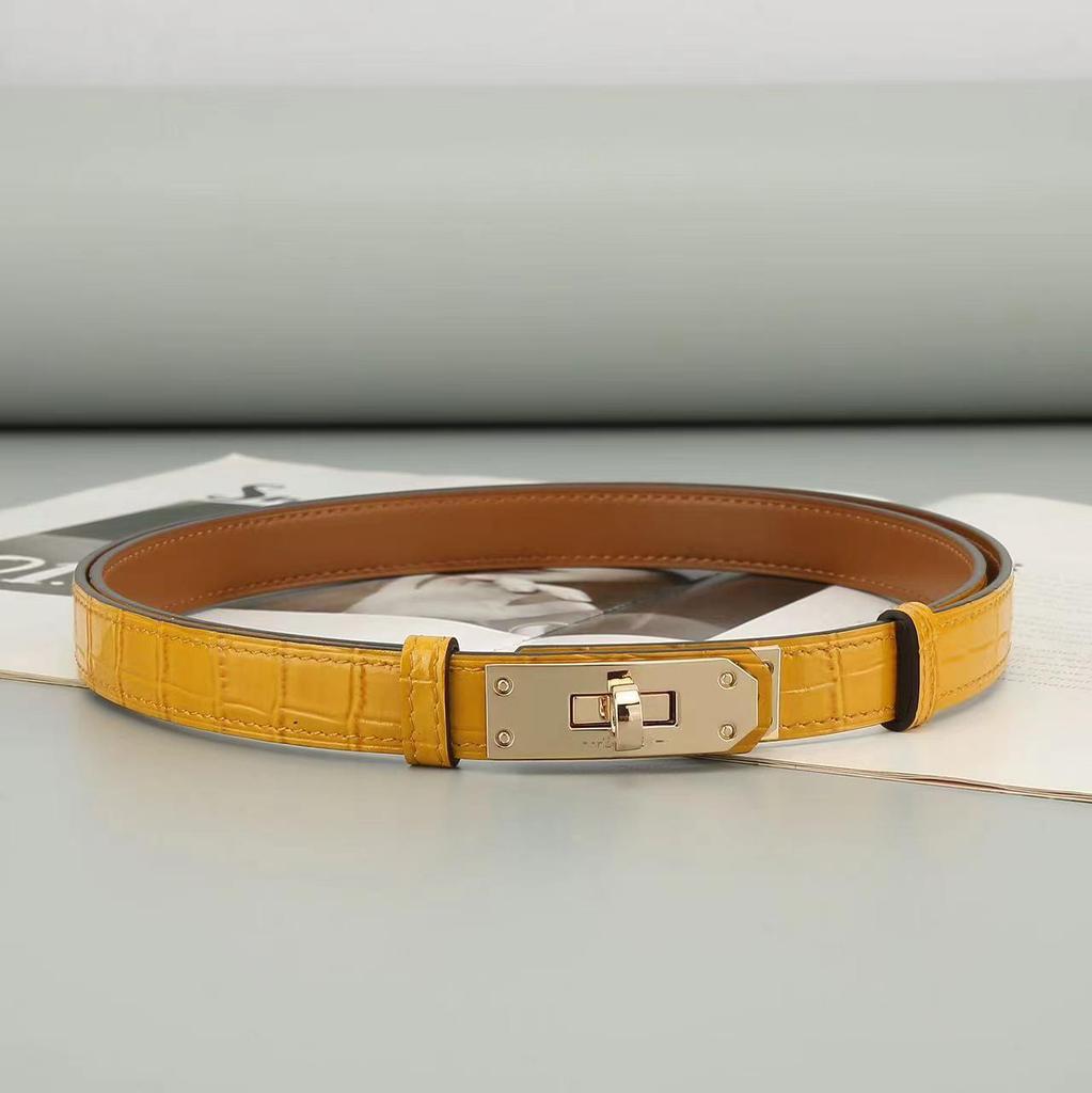 Women's Adjustable Genuine Leather Alligator Pattern Belt