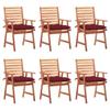 VidaXL Set of 6 Outdoor Dining Chairs with Cushions, Patio Seats, Dining Chairs, Garden Patio Furniture, 3078371