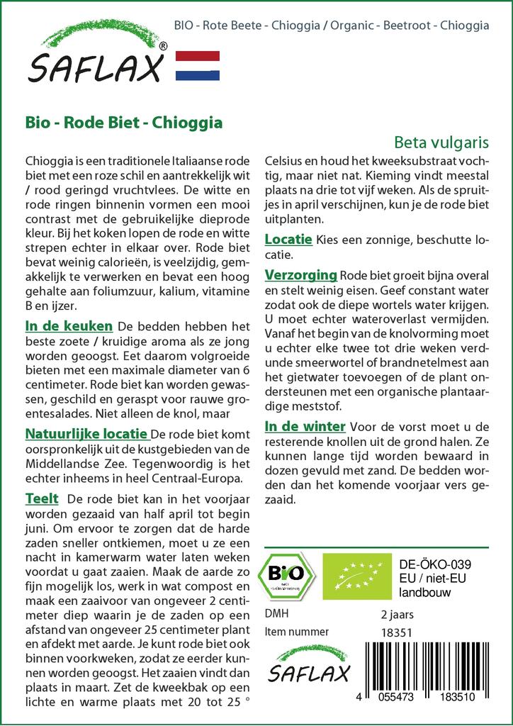 SAFLAX Сад в пакете - Органический - Свекла - Кьоджа - 70 семян - С субстратом в подходящем стоячем пакете - Beta vulgaris