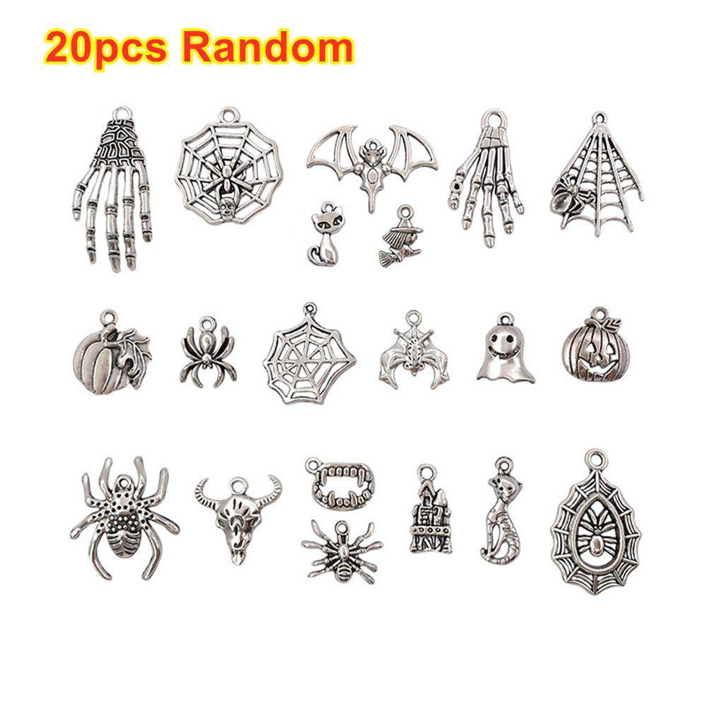 20 шт. Случайные украшения для изготовления Рождественский призрак Металлический паук Хэллоуин Шармы Подвеска Череп Скелет