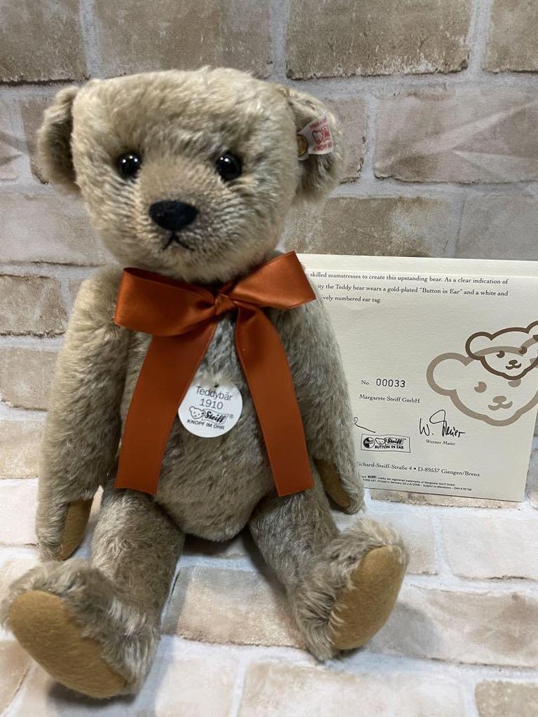 [USED] Steiff 1910 Teddy Bear Replica, Limited to 50 in Japan, Wooden Box