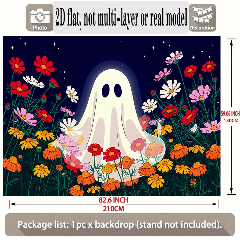 Party Backdrop Floral Flat Banners Spooky Ghost Celebrations Wedding Enthusiasts Photo Background Decor Front Door Decor