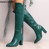 Fashion Autumn Winter 2025 New Fashion The-Knee Women Boots Patent Leather Sexy Zip Thigh High Tall Heel Shoes Woman Size 34-46