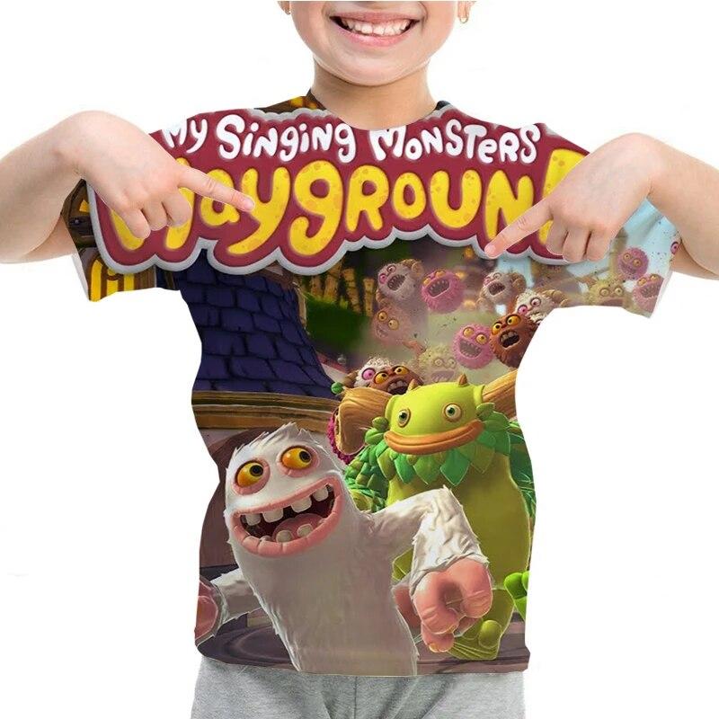 My Monsters Boys Tshirt Singing Girls Summer 3d Cartoon Anime T Shirt Oneck Casual Tshirt Kids Short Sleeve Children Tops Tees
