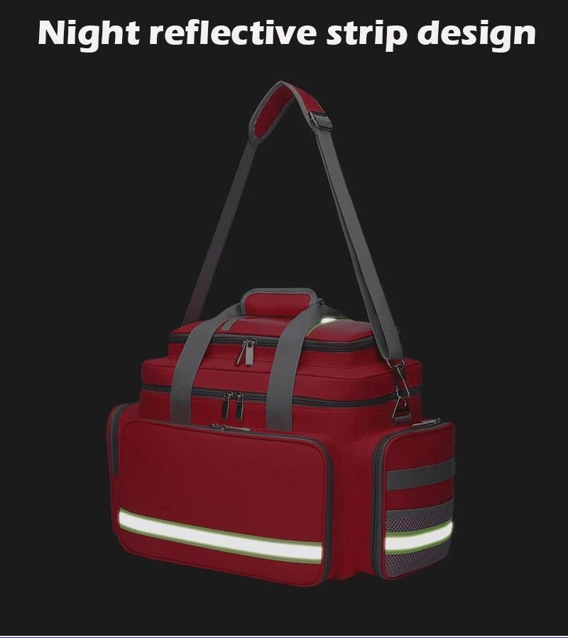 Медицинская сумка для оказания первой помощи на открытом воздухе, аварийно-спасательная сумка большой вместимости, пустые водонепроницаемые светоотражающие оксфордские дорожные сумки с несколькими карманами 6