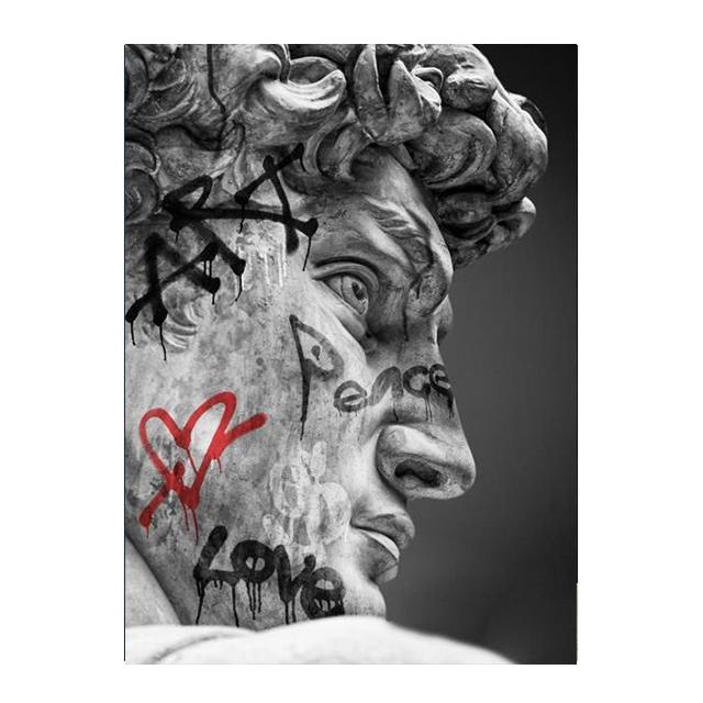 Настенная скульптура головы Давида, холст, картина, Скульптура Давида, граффити, художественный постер и принт для гостиной, домашний декор, фотографии